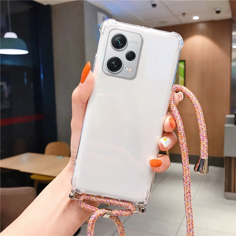 Clear Shockproof Crossbody Lanyard Case - Transparent Soft TPU Silicone Cover