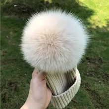 

Winter Female Fur Pom Poms hat Winter Hat For Women Girl 's Hat Knitted Beanies Cap Hat Thick Fashion Women Skullies Beanies