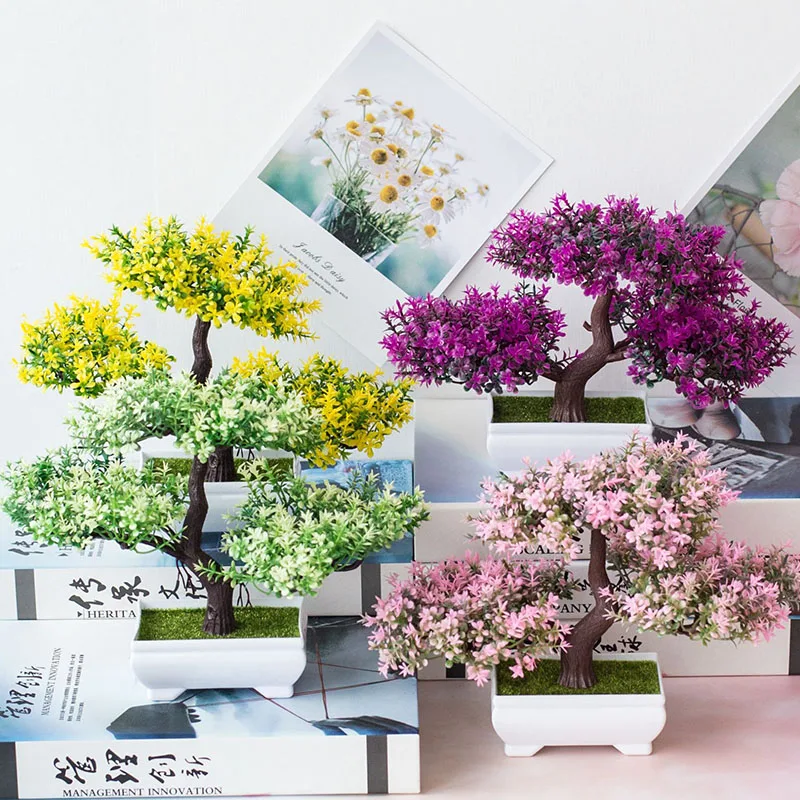 Home Decoration Artificial Plant Bonsai Small Tree Basin Fake Flower Room Table Hotel Garden |