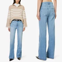 24 Spring/Summer New Light Blue High Waist Wide Leg Denim Pants for Women 1