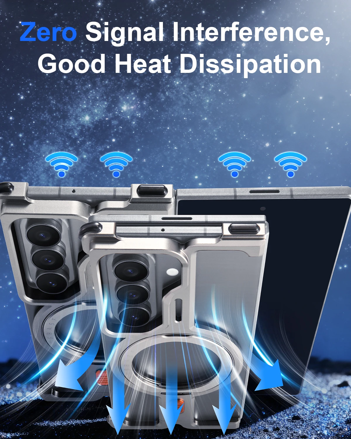 Eary Aluminum Frameless Case for Samsung Galaxy Z Fold 7 With 360°Rotate Magnetic Stand Compatible for Magsafe Wireless Charging