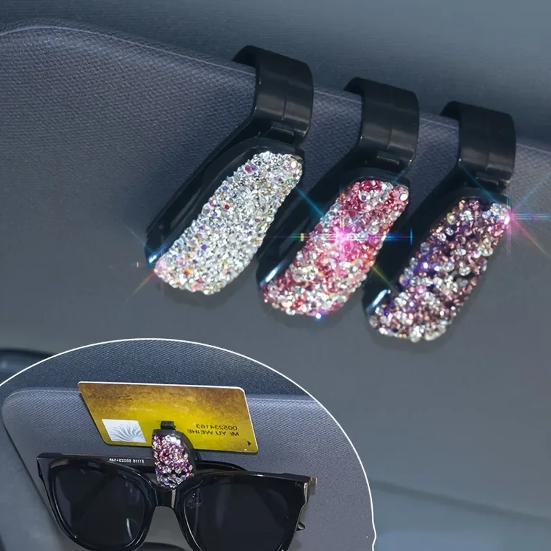 Porte-lunettes en diamant Él, pare-soleil de voiture, lunettes de soleil,  monture de lunettes, clip de carte de billet, accessoires d'intérieur de  voiture - AliExpress