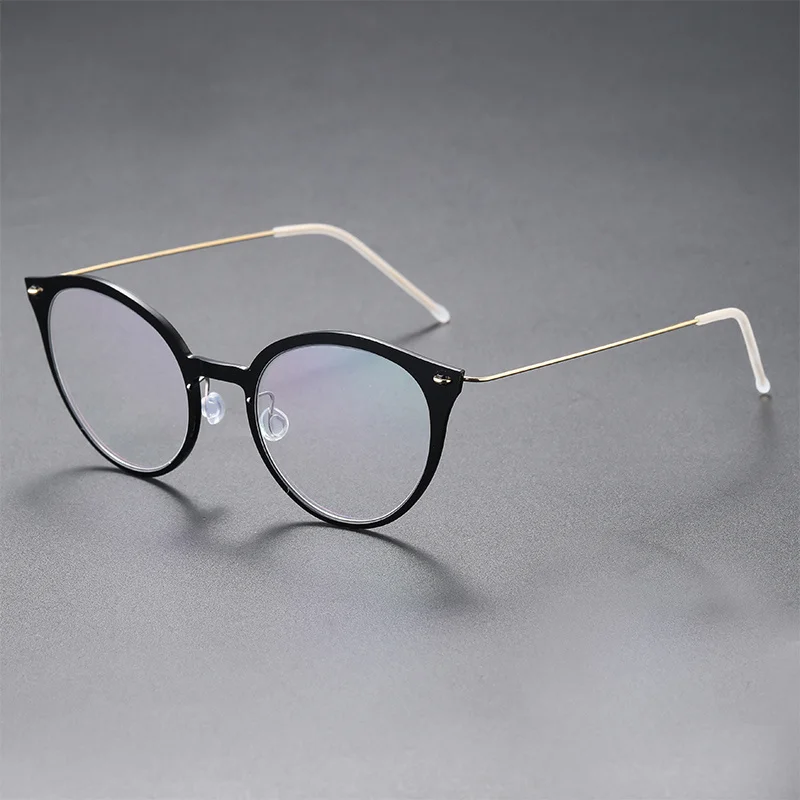 Denmark Brand Cateye Titanium Glasses Frame Women Ultralight Blue