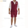 Linen Suits for Men 2 Pieces Casual Slim Fit Suit Vest with Shorts Set Prom Wedding Tuxedos for Groomsmen ( Waistcoat+Pants ) 4