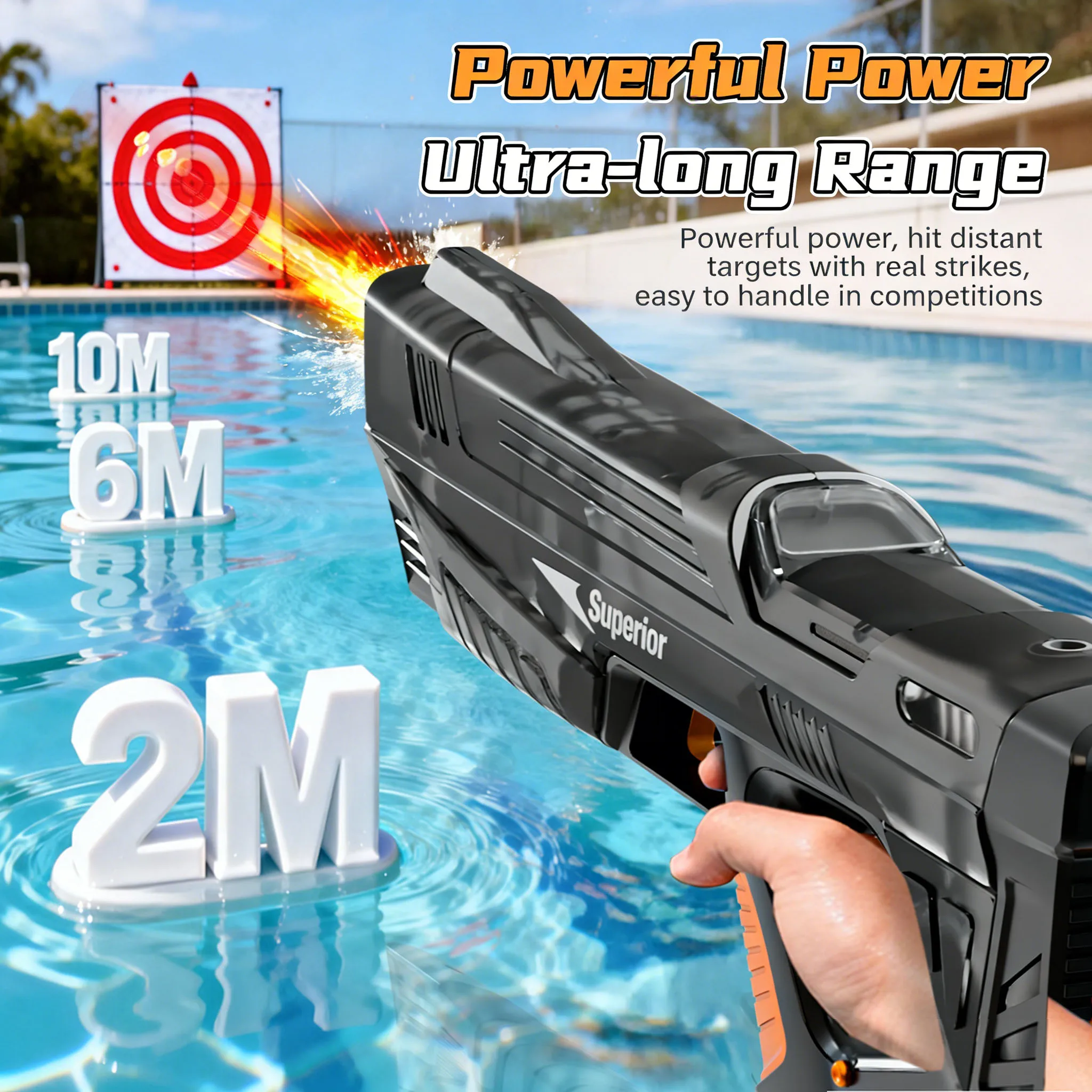 전동 물총 신제품 어린이용 도매 자동 물 흡수 배터리 디스플레이 대용량 남자아이 물놀이 장난감 물총