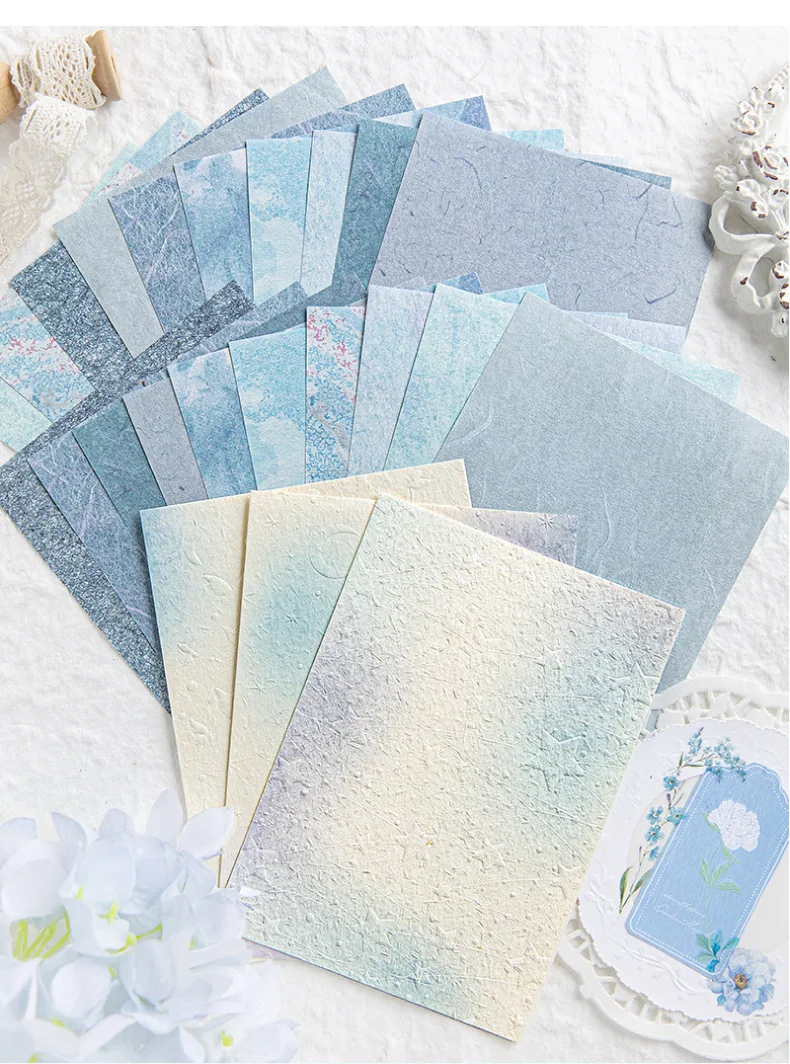 23. Blätter Farbgradation, errötendes Material, Papier, dekorativer Tagebuchplaner, handgefertigtes Scrapbooking-Zubehör – Detail 10