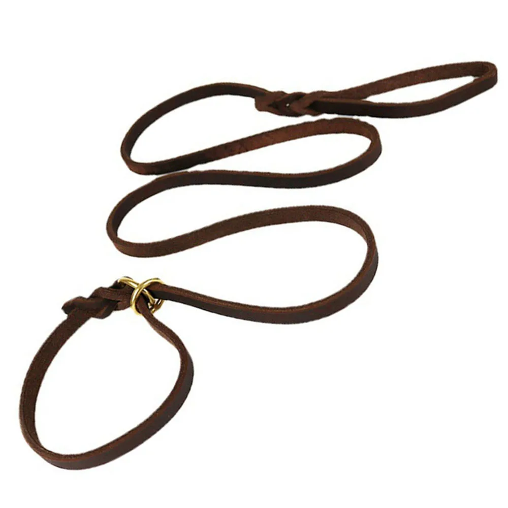 Training Dog Choking Rope Leash 2 in 1 Lead Collar 140/180cm Leather P ...