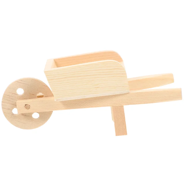 Miniatűr Babák Kocsi Gyerekek Farm Játékmodellek Ház 12X5.5X5.1Cm Apró Talicska Kerti Fa Gyerek - Image 2