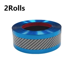Self - Adhesive Anti - Scratch Car Door Sill Guard with Stylish Stripe Design (Blue - 2pcs)