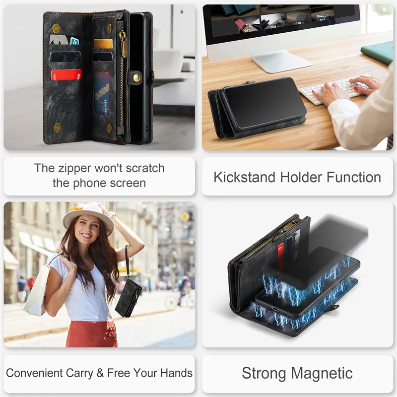 Premium Magnetic Flip Leather Wallet Phone Case with Card Holder