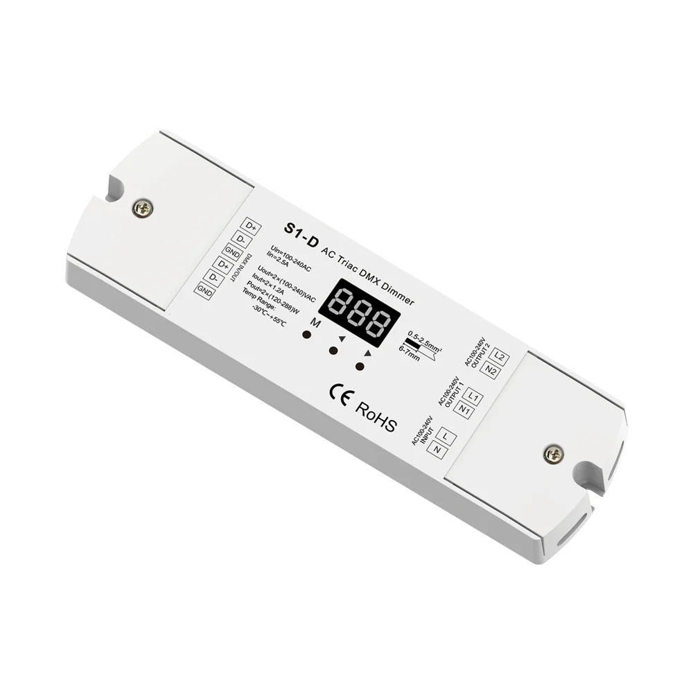 Skydance S1-D 100-240V 2 Channel AC Phase-cut DMX Dimmer for single LED smart light