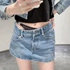 a Letter Luxury Brand Design Fake Two Pieces Denim Short  Mini Skirt For Women Sexy Fashion Y2k Wang Minifalda Dress Clothes 2