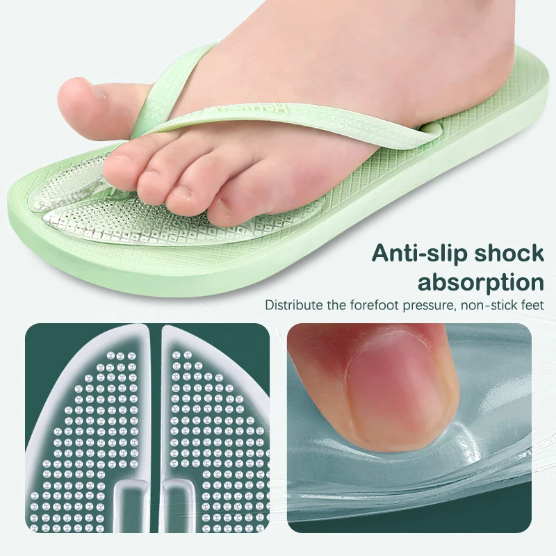 Shoe Insoles Forefoot Pads Toe Pads 1Pair Transparent Anti-slip Flip Flops Sandals Cushions Pad Toe Protectors Forefoot Inserts Shoe Pads Insoles