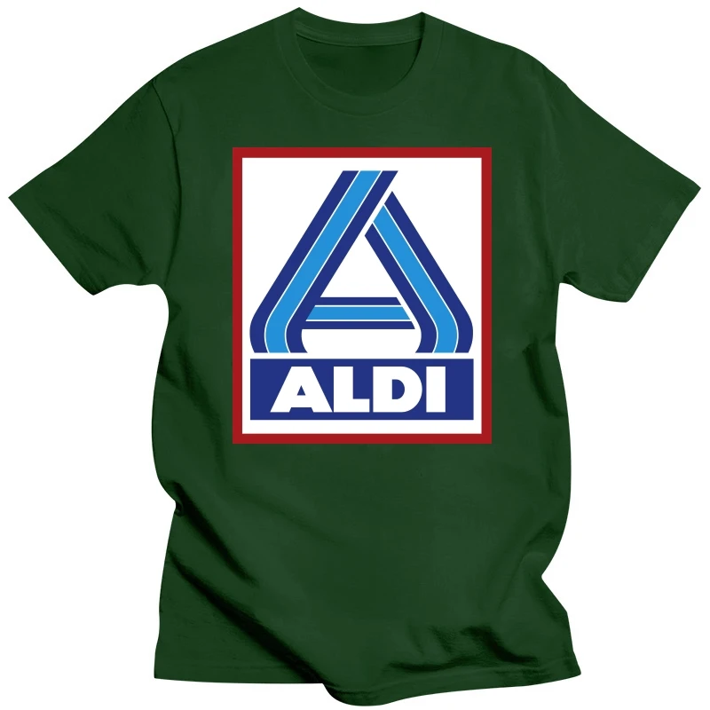 Aldi T shirt logo store aldi supermarket redneck cadi car park products food purchase