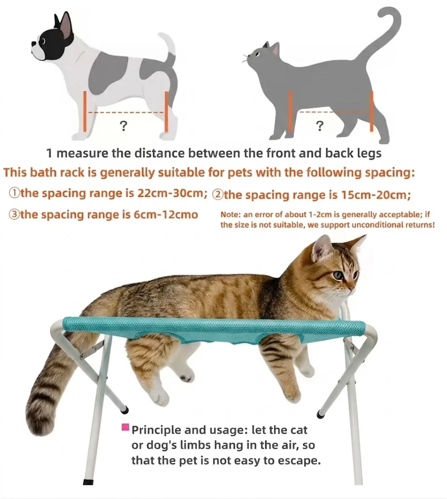Supporto per Toelettatura Animali Domestici Pieghevole, Sedia da Bagno per Cani e Gatti, Tavolo di Supporto in Rete Traspirante per Animali di Piccola Taglia - immagine 2