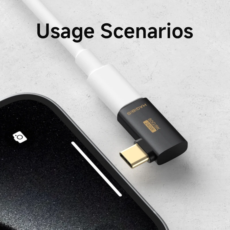 Hagibis USB C to C Adapter 90 Degree Right Angle Converter 80Gbps USB4 Data Cable Extension for Thunderbolt 5/4 iPhone 17 Laptop