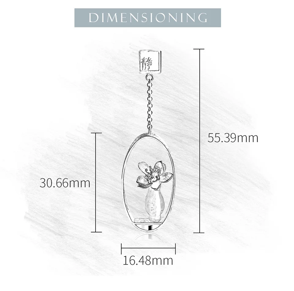 Silver Handmade Natural Stone Flower With Vase Drop Earrings