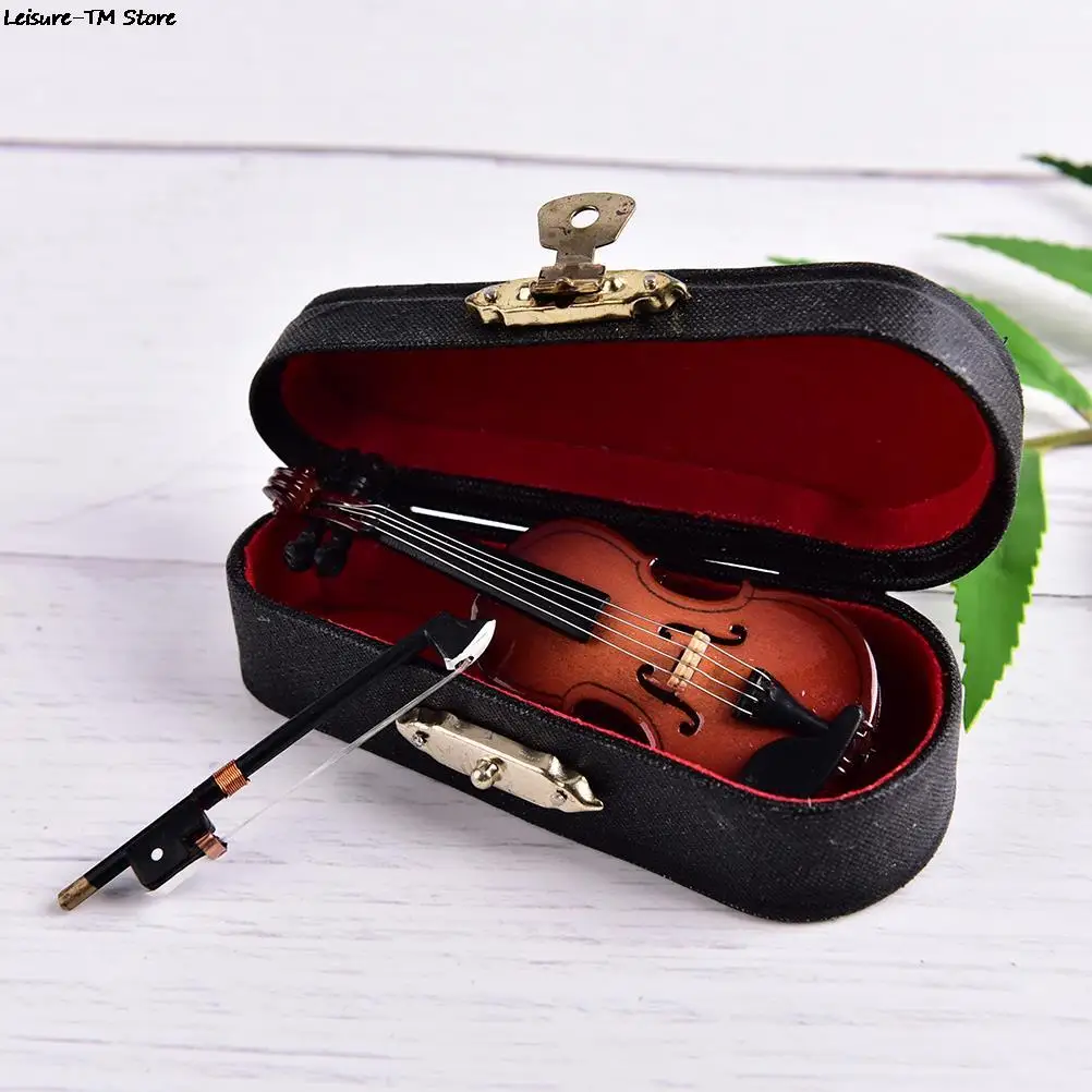 Miniature music instrument plastic mini violin ornament plastic crafts DIY home decoration with support plastic violin ornament