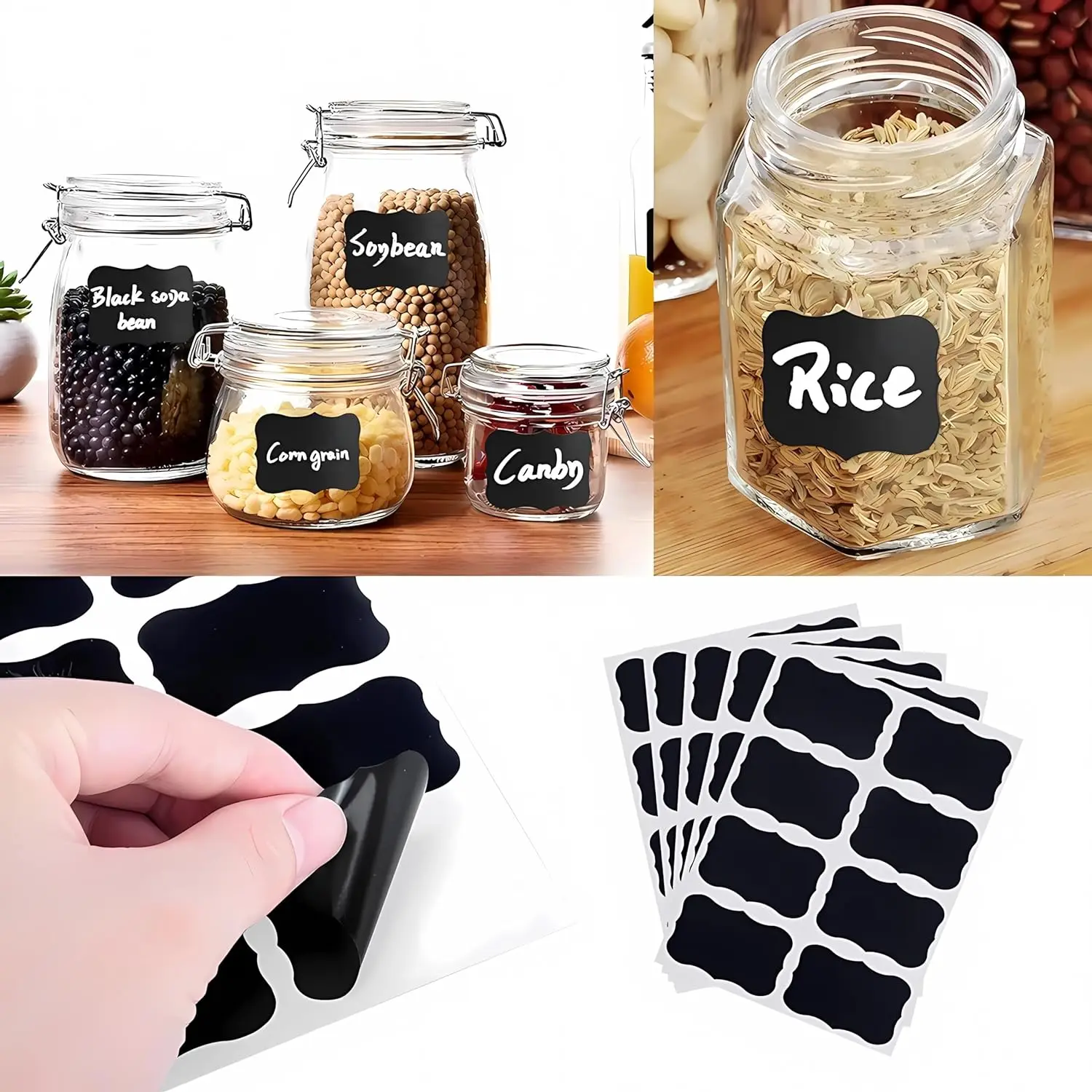 Erasable Chalkboard Labels 120pcs Assorted Shapes Removable Label Stickers Storage Bins Jars Bottle Labels Food Label Craft