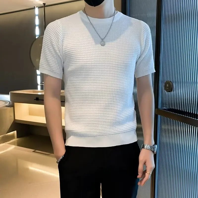 

Футболка мужская с круглым вырезом, повседневная тенниска с коротким рукавом, весна-лето