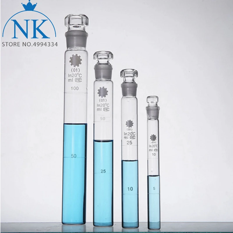 

2pcs/lot 10ml 25ml 50ml 100ml Glass Colorimetric tubes with Glass Stopper For laboratory experiment