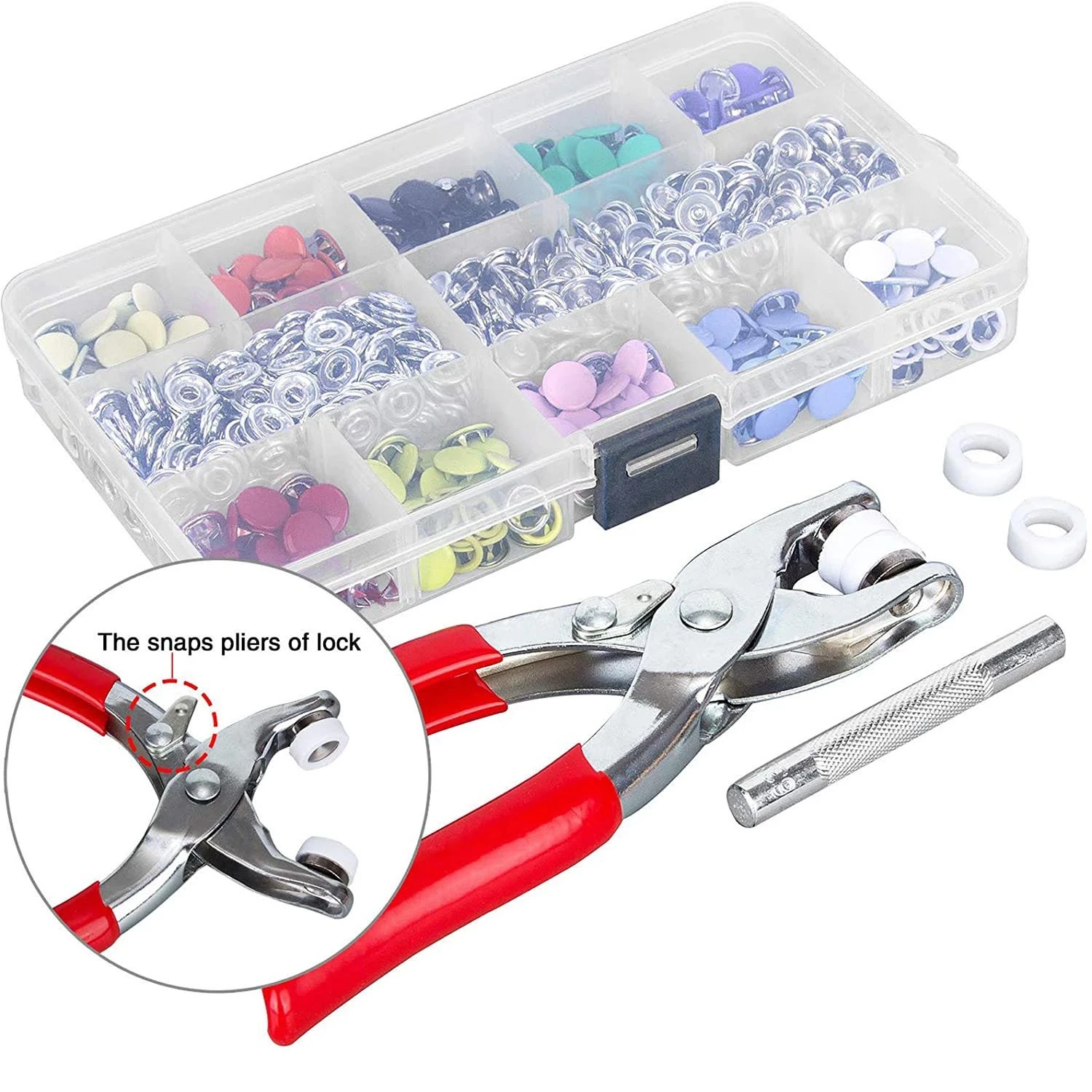  Heavy Duty Snap Fastener Tool Adjustable Snap Setter Tool, DIY  100 Sets Metal Snaps Buttons with Fastener Pliers Press Tool Kit for Sewing  and Crafting (10 Colors)