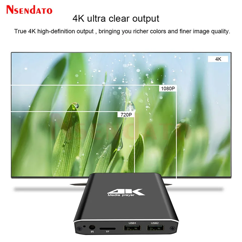 4K H.265 Advertising HD Media Player Mini 1080P Full HD MP4 Video MultiMedia HDD Player For Micro SD TF Card USB Disk Pen drive