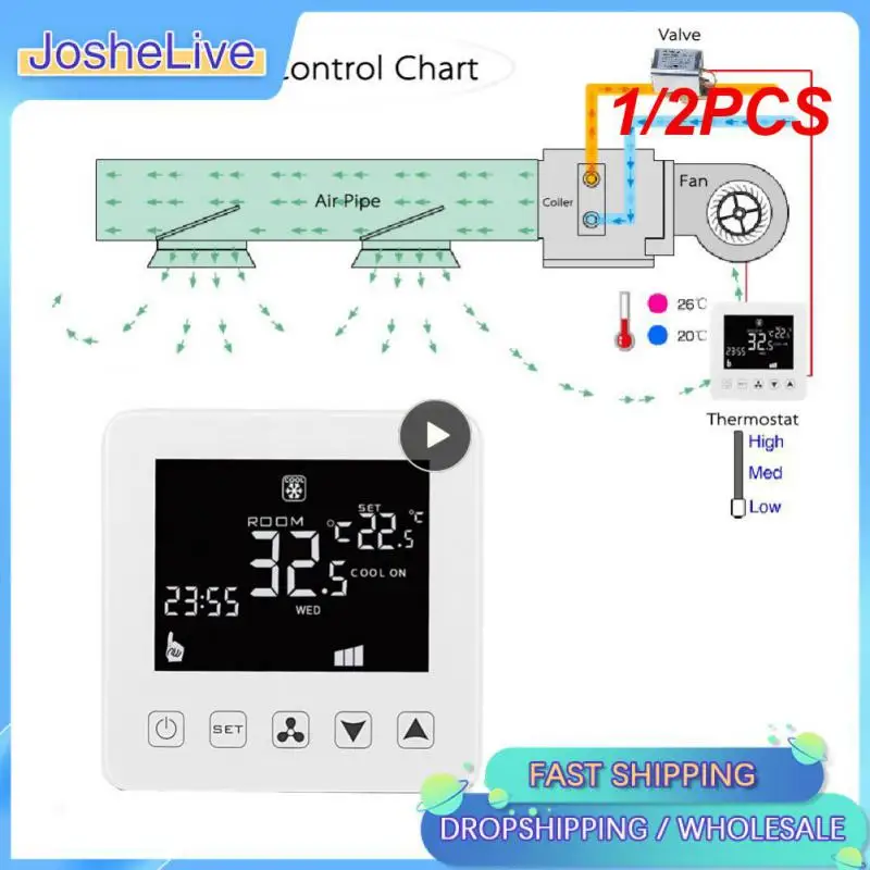 

1/2PCS WiFi Smart Thermostat for Central Air Conditioner Fan Coil Units FCU Room Temperature Controller Cooling Heating