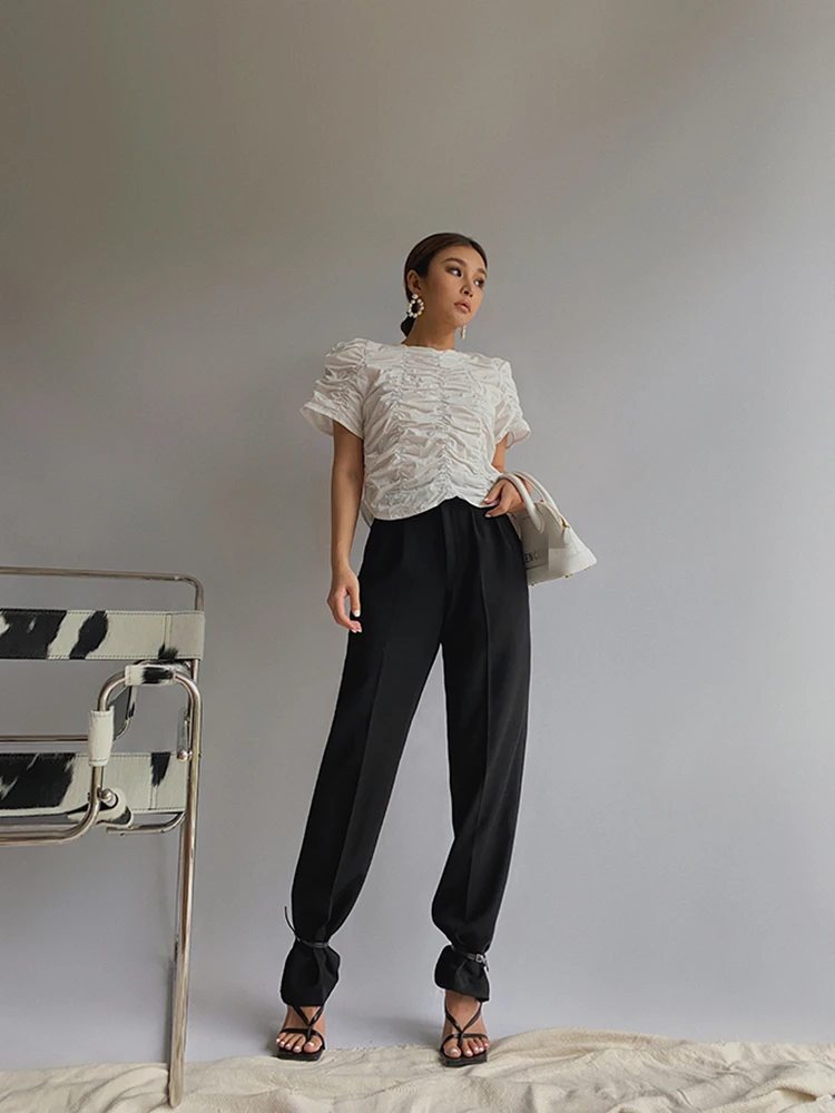 Spring New Office Lady High Quality Elegant Casual Fashion Wide Leg Women Female Pants Hot Sales
