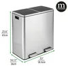 mDesign Metal Steel 16 Gallon/60-Liter, Dual Compartment Step Trash Can; Double Bin Trash Can/Recycler Combo for Kitchen 4