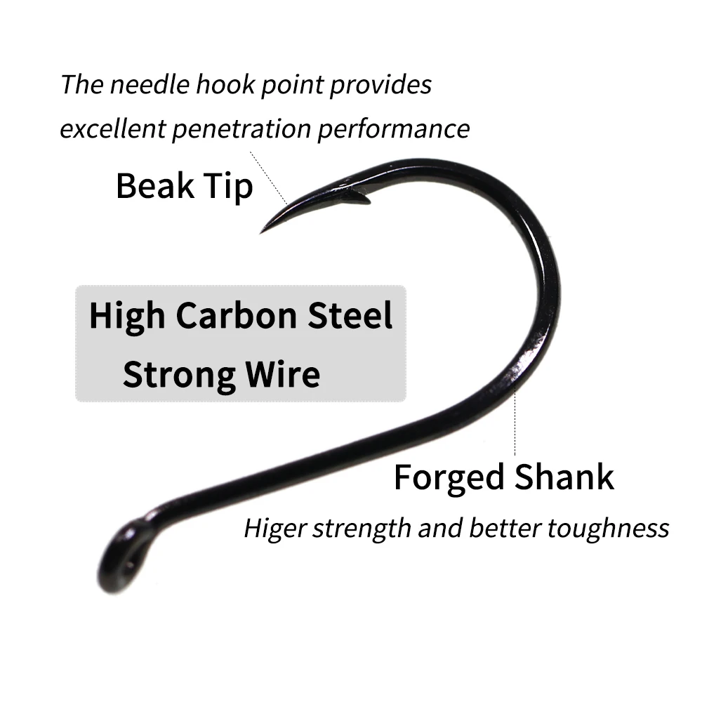 Elllv 100pcs #10 - 10/0 Black Nickel Octopus Beak High Carbon Steel