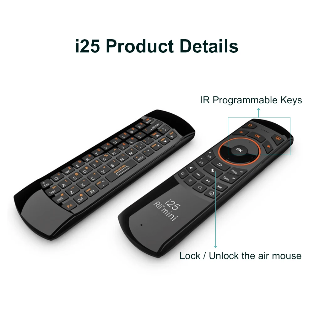 Rii I25 Russo Árabe 2.4g Mini Wirless Teclado Voar ar Mouse Controle Remoto para pc Htpc Iptv Inteligente Android Google Caixa de tv - Imagem 3