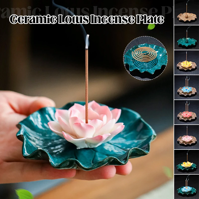 

Ceramic Lotus Incense Burner Buddha Art Zen Sandalwood Incense Burner Home Incense Stick Holder Aromatherapy Handicrafts