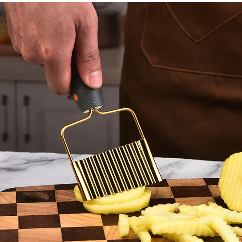 Stainless Steel Handheld Cut Potatoes Knife French Fry Cutters Home Ripple Fries Slicers Fruit Vegetable Tools Kitchen Gadgets