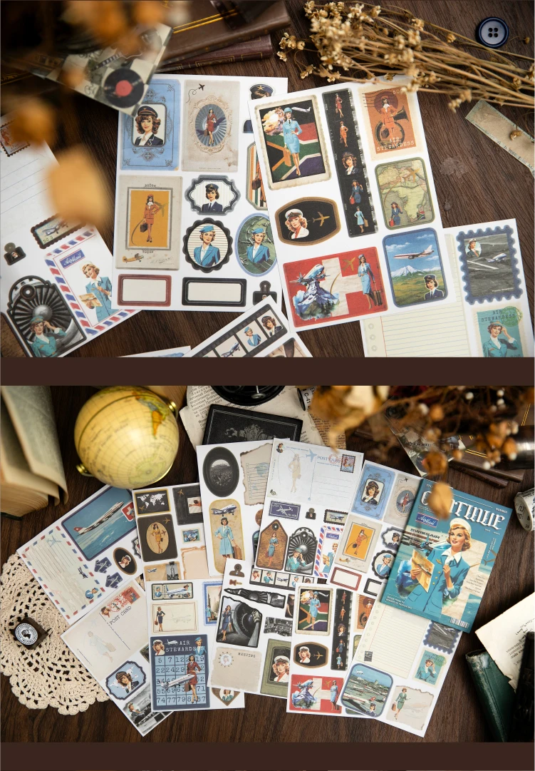 Journal GO 10 Stück Retro American Style Vintage Poster Cartoon Aufkleber DIY Laptop Scrapbooking Collage Journal Graffiti Aufkleber Spaß – Detail 11