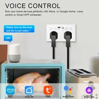 Tuya Smart Socket 2 AC Outlets + 1 Type-C + 1 USB WiFi Remote Control Timer Function Compatible with Smart Life App Black/White - Image 2