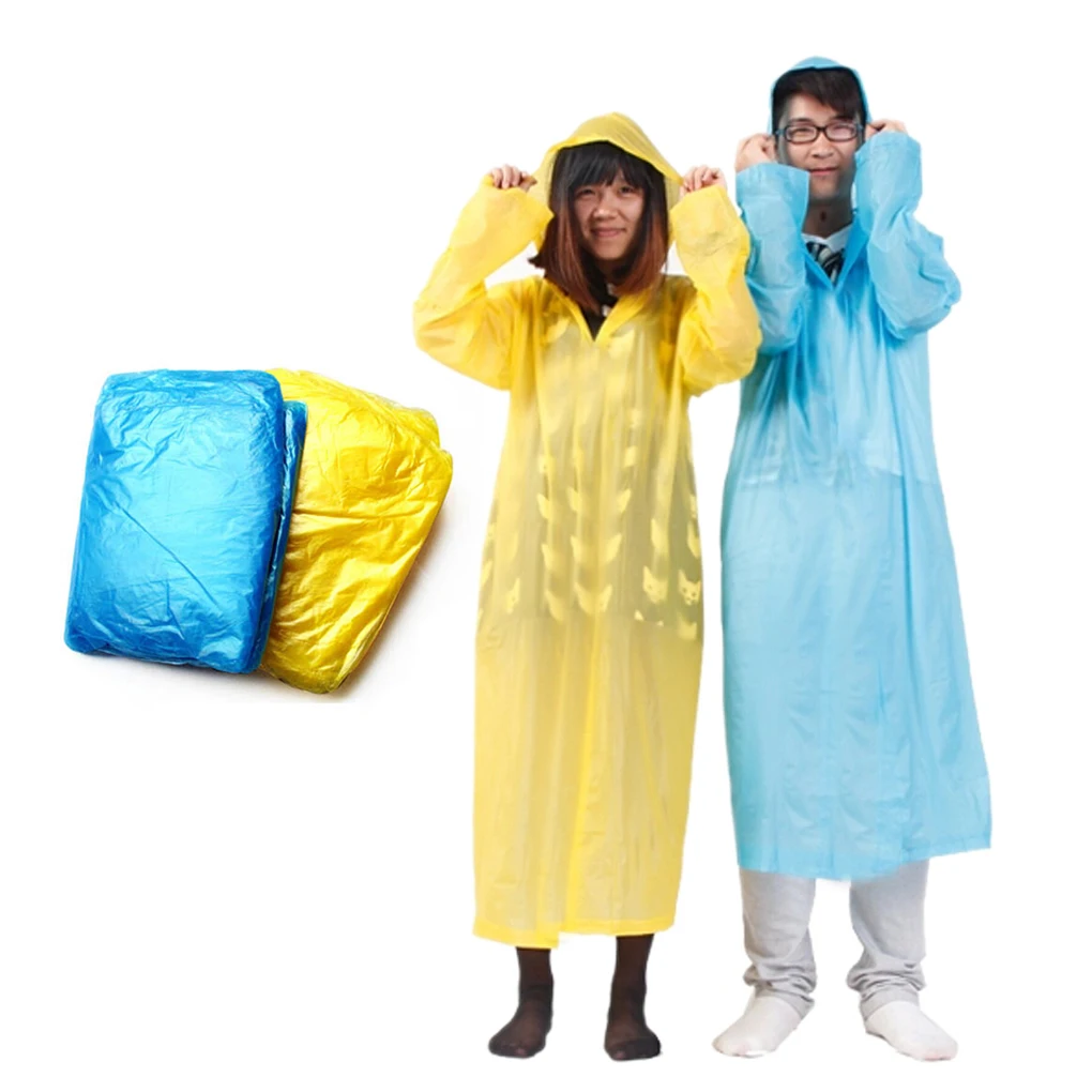 10Pcs Outdoors Portable Disposable Raincoat Waterproof Adult Rain Ponchos Unisex Universal Travel Emergency Rain Coat Hooded