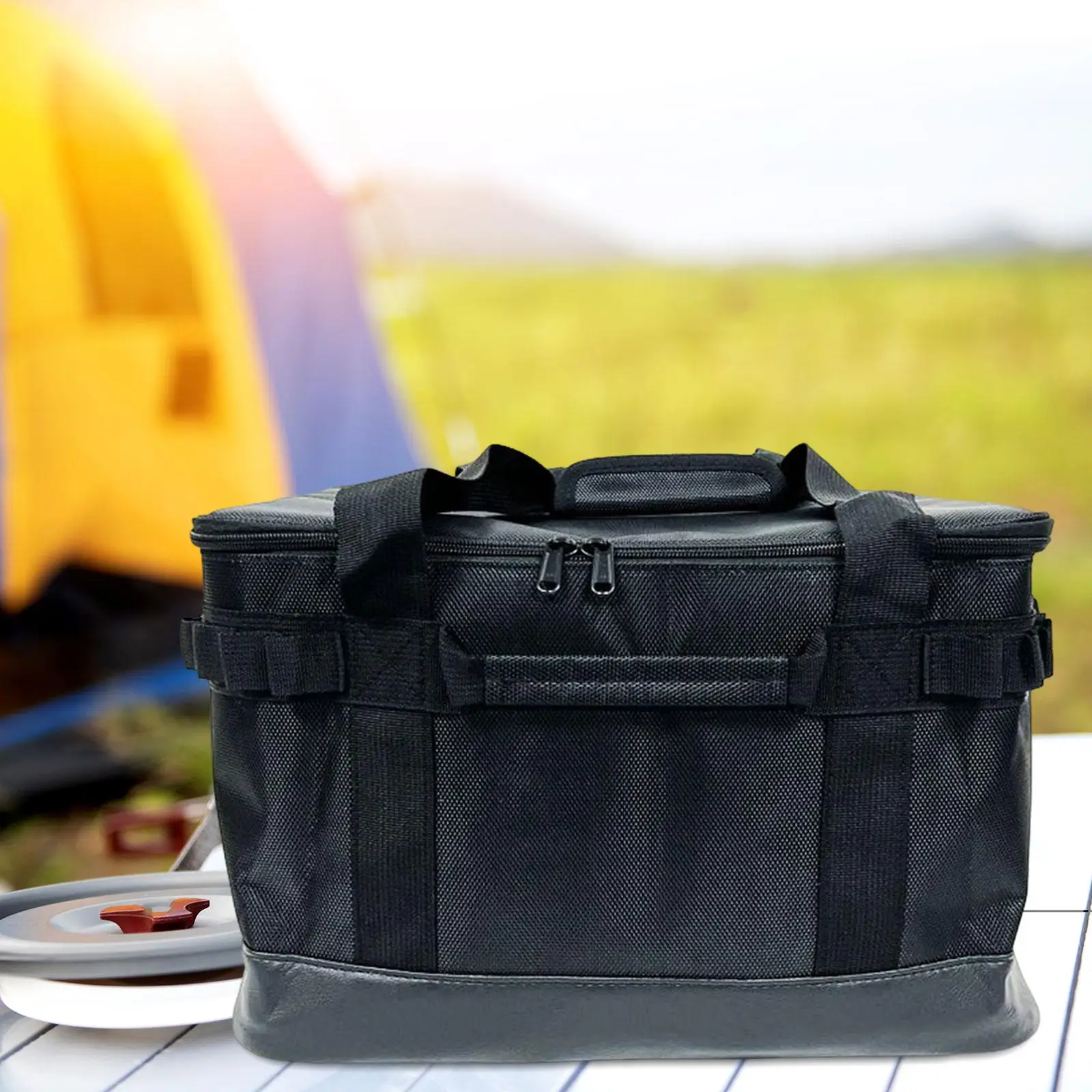 

Camping Storage Bag Foldable Reusable Utensils Organizer Water Resistant with Handle Tote Bag for Cooking Household Travel