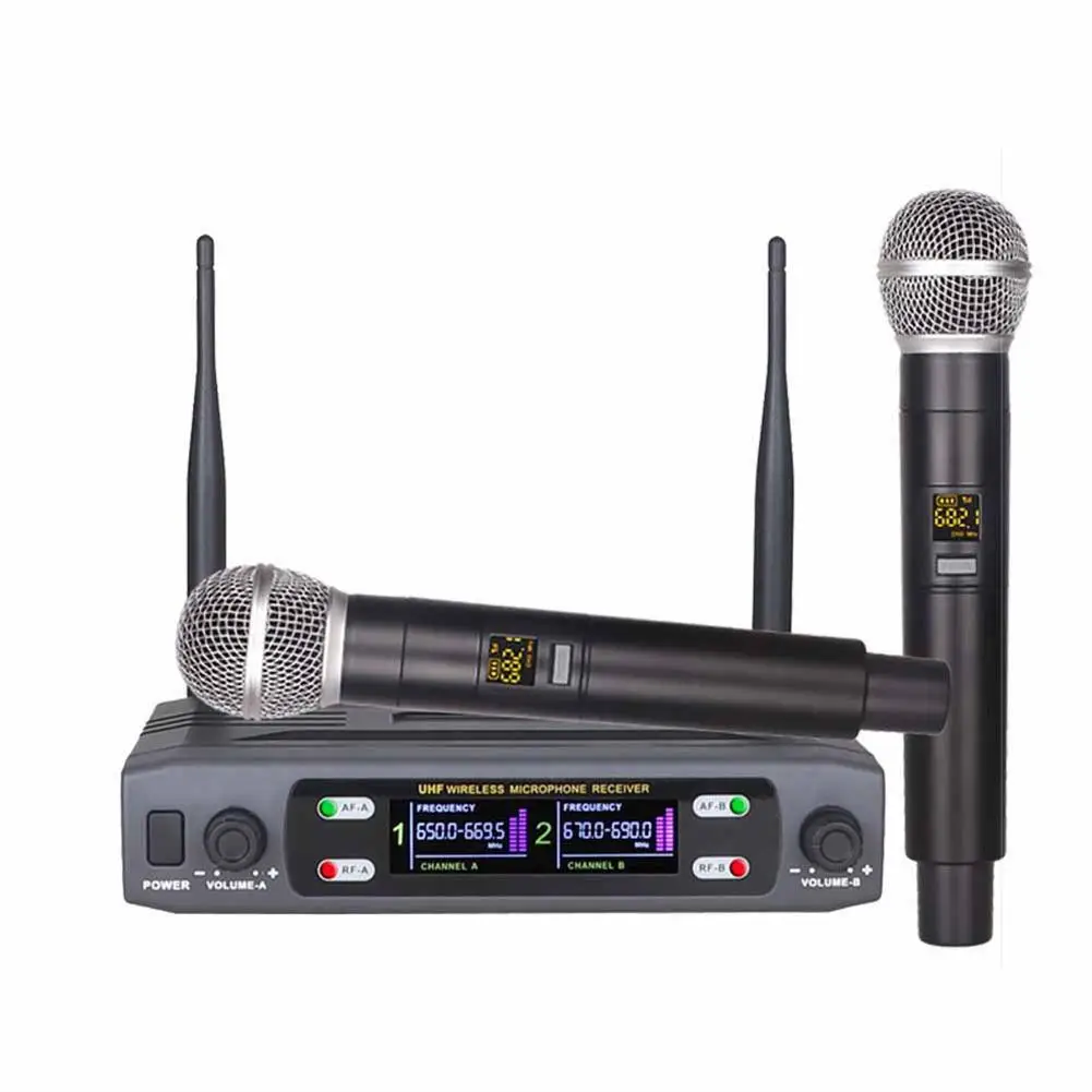 

K2 Wireless Microphone Handheld Dual Channel Uhf Fixed Frequency Dynamic Mic For Karaoke Wedding Party Band Show Meetings
