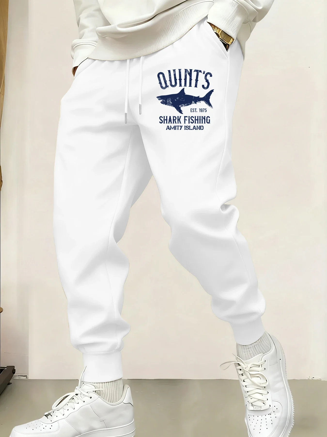 Quint's Shark Fishing Amity Island Prints Mens Sweatpant Autumn Street Long Pant Warm Hip Hop Trousers Joggers Multicolor Pants sport jogging trousers fleece sweatpants