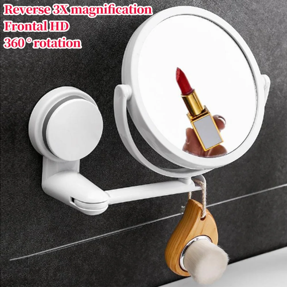 Wall Mounted Folding Arm Extend Bathroom Mirror 3X Magnification Double Side Makeup Mirrors 360 Degree Rotation Makeup Mirror Bathroom Mirror