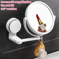 Wall Mounted Folding Arm Extend Bathroom Mirror 3X Magnification Double Side Makeup Mirrors 360 Degree Rotation 1