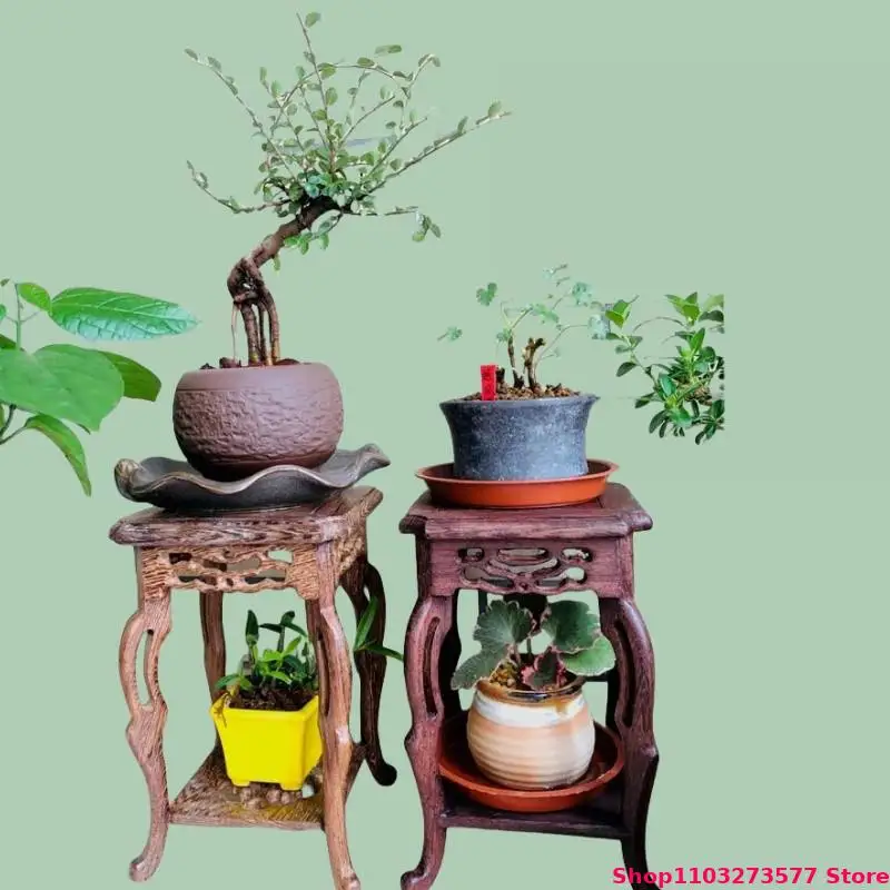 Natural Wooden Decorative Frame Home Flowerpot Vase Display Base Miniature Model Sculpture Base Attic Bonsai Plant Rack