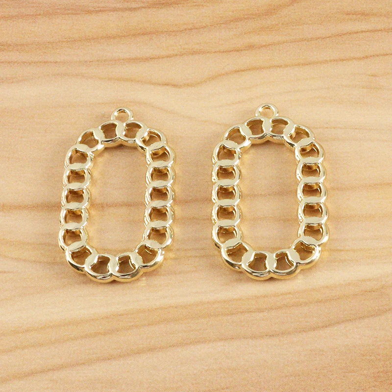 

10 Pieces Gold Color Hollow Oval Charms Pendants for DIY Earrings Necklace Jewellery Making Accessories 19x32mm