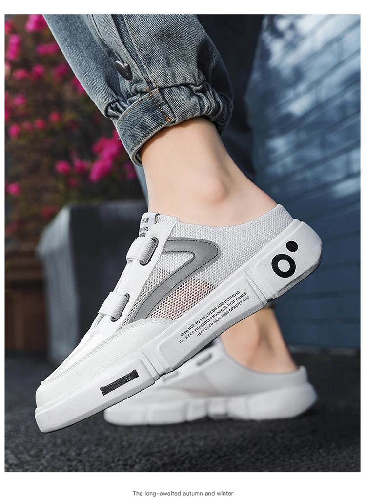 Summer Youth Trend Slipper Mesh Half Slippers Men's Casual Shoes Fashionable Light Comfortable And Breathable_voghion.com