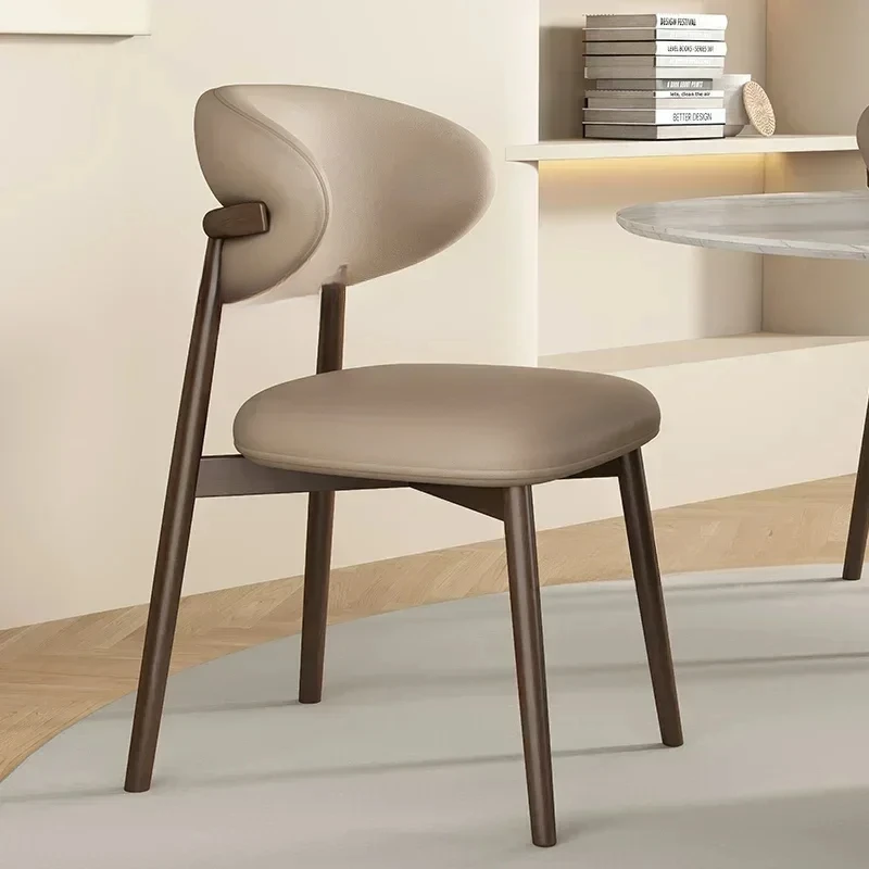 Patio Accent Dining Chair Kitchen Wooden Furniture Modern Retro Nordic PU Leather Restaurant Italian Furniture Kitchen Luxury 2