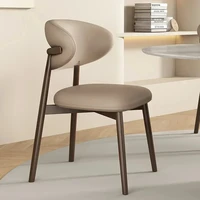 Patio Accent Dining Chair Kitchen Wooden Furniture Modern Retro Nordic PU Leather Restaurant Italian Furniture Kitchen Luxury 2