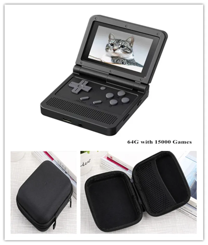 Hot V90 3.0 Inch Flip Handheld Game Console Open System 64 Bit PS1 FC GB Retro Video Games Player Mini Pocket Console Kids Gift 