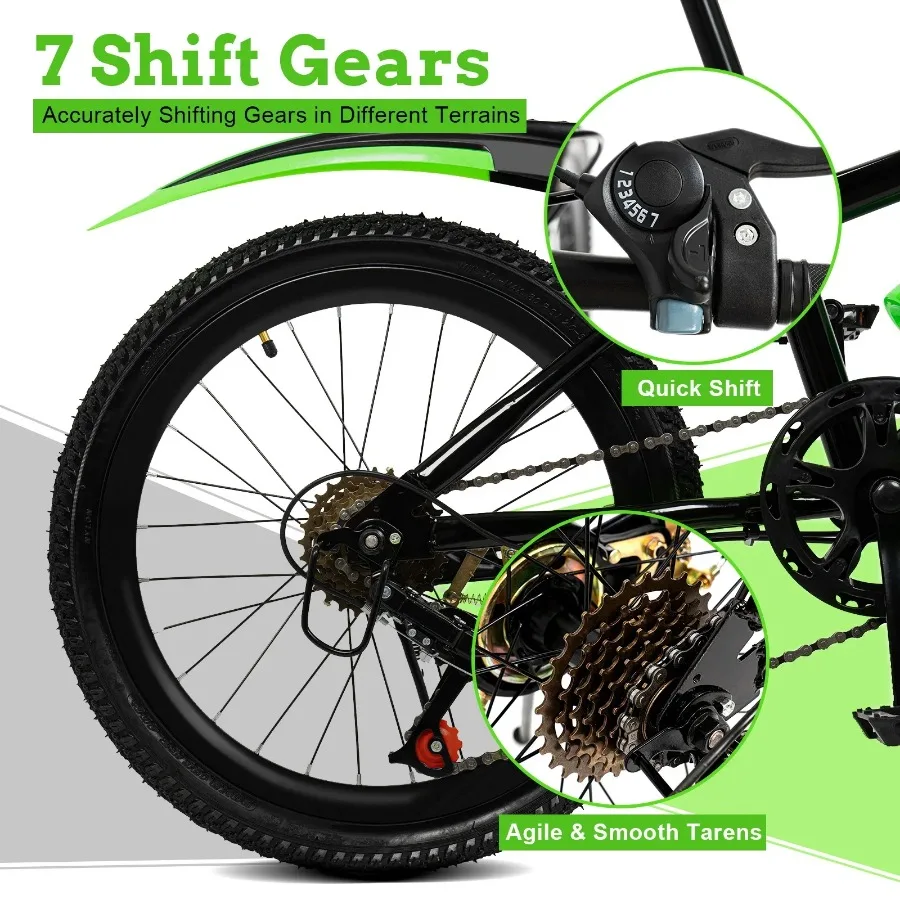 20-Zoll-Kinderfahrrad, Mountainbike für Jungen und Mädchen, Kohlenstoffstahl, für Jungen, Mädchen, Frauen und Männer, für Sportausflüge – Detail 30