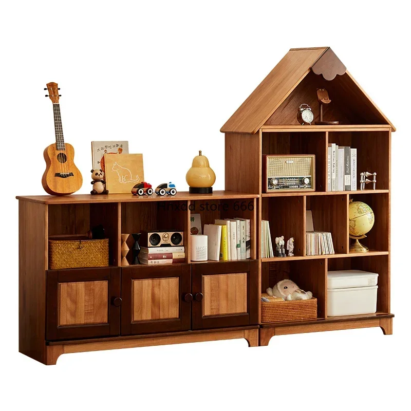 Modern floor standing Chinese bookshelf home storage cabinet with cabinet door
